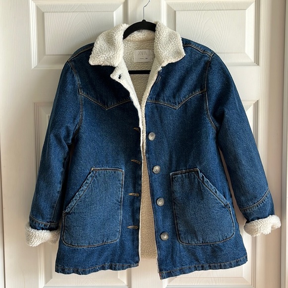 Zara Other - Zara Kids Faux Sherpa Lined Denim Jacket / SZ 13-14